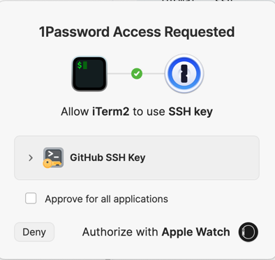 1Password SSH Key Authorization Prompt